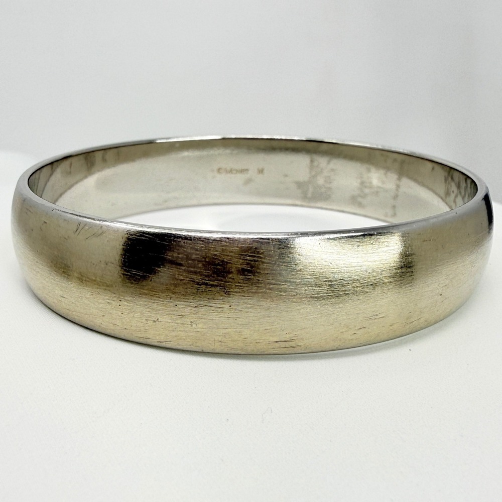 Monet Vintage Domed Brushed Bangle Bracelet Classic Minimalist Gold Tone‎